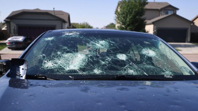 Auto glass damaged from hail in Houston